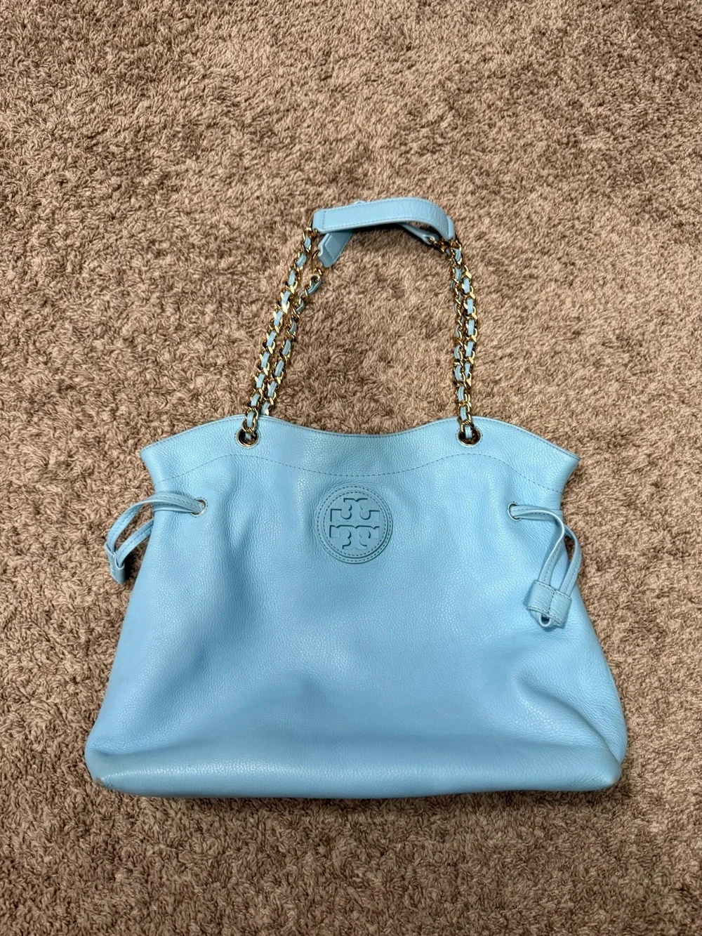 Tory Burch Pale Blue Marion Slouchy Tote